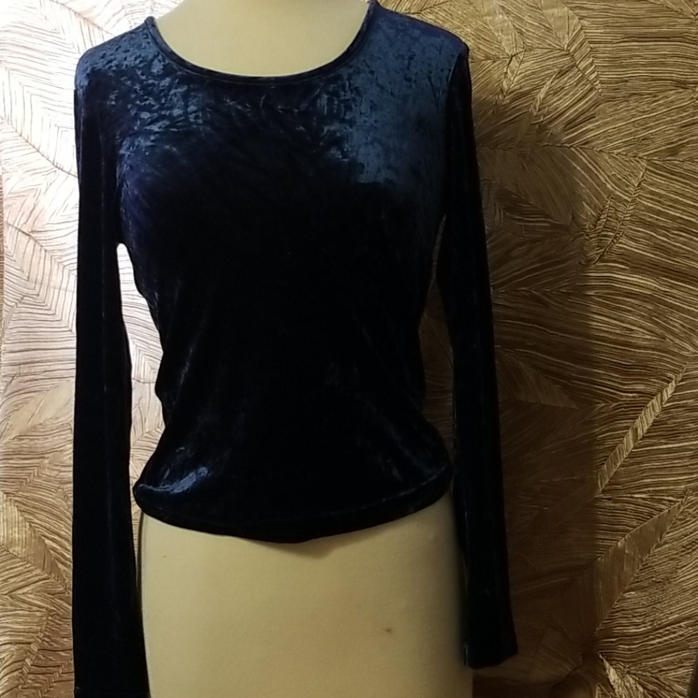 A/X Armani  Exchange  blue stretch velvet top